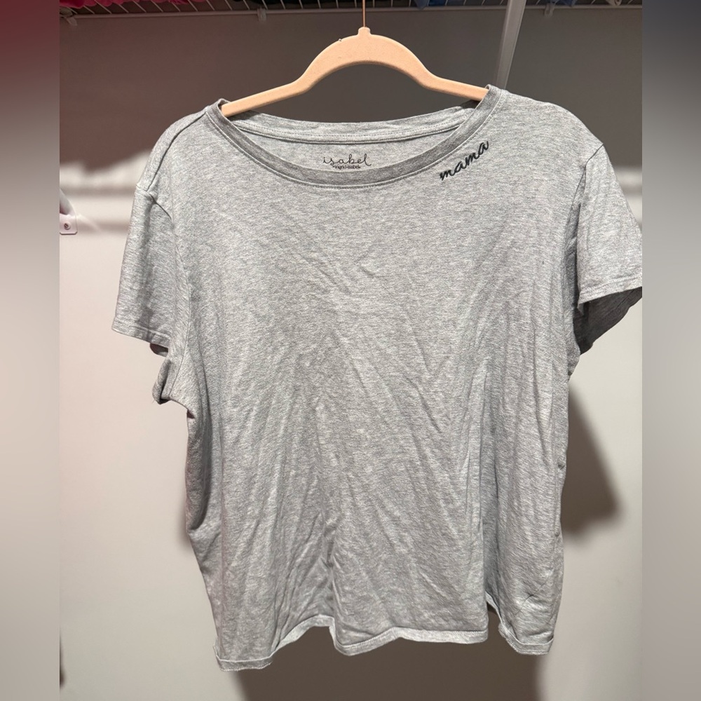 Isabel by Ingrid + Isabel “Mama”Embroidered Gray T-Shirt